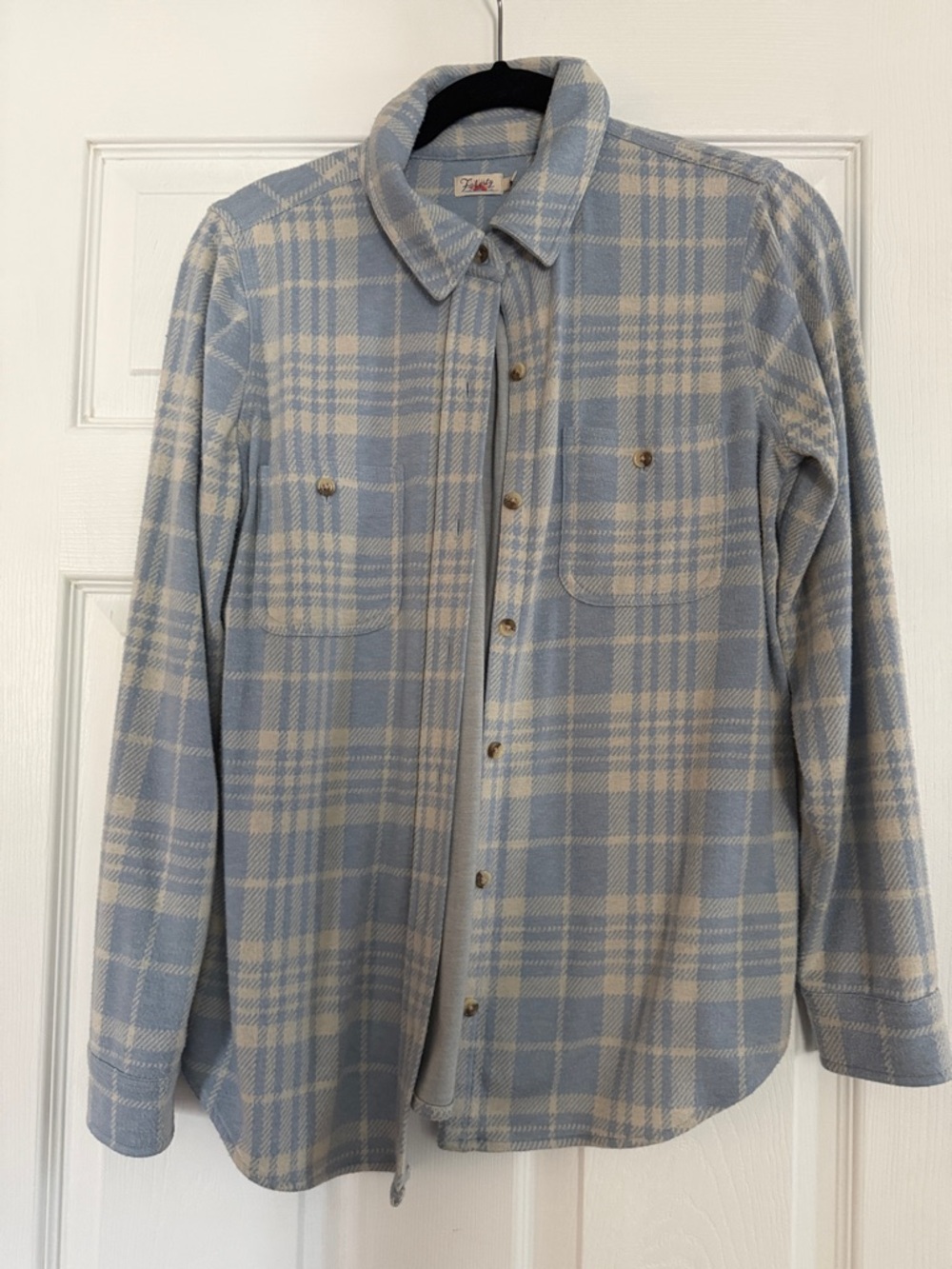 Faherty Light Blue & Cream Plaid Shirt Jacket